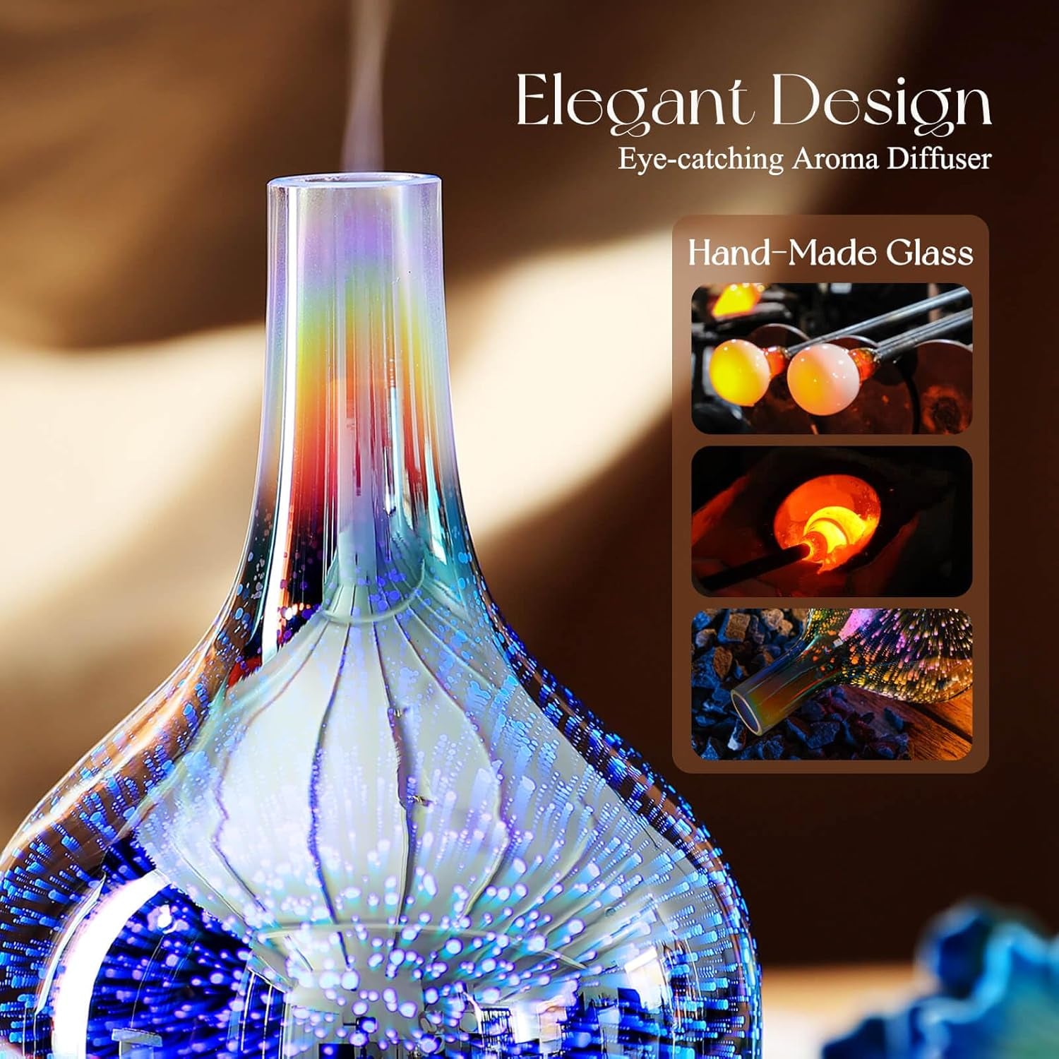 3D Essential Oil Diffuser Cool Mist Humidifier Ultrasonic Aromatherapy Diffuser,150Ml Last 6H,Auto Shut-Off,Air Refresh,Decoration for Home,Office,Yoga,Baby,Sleep