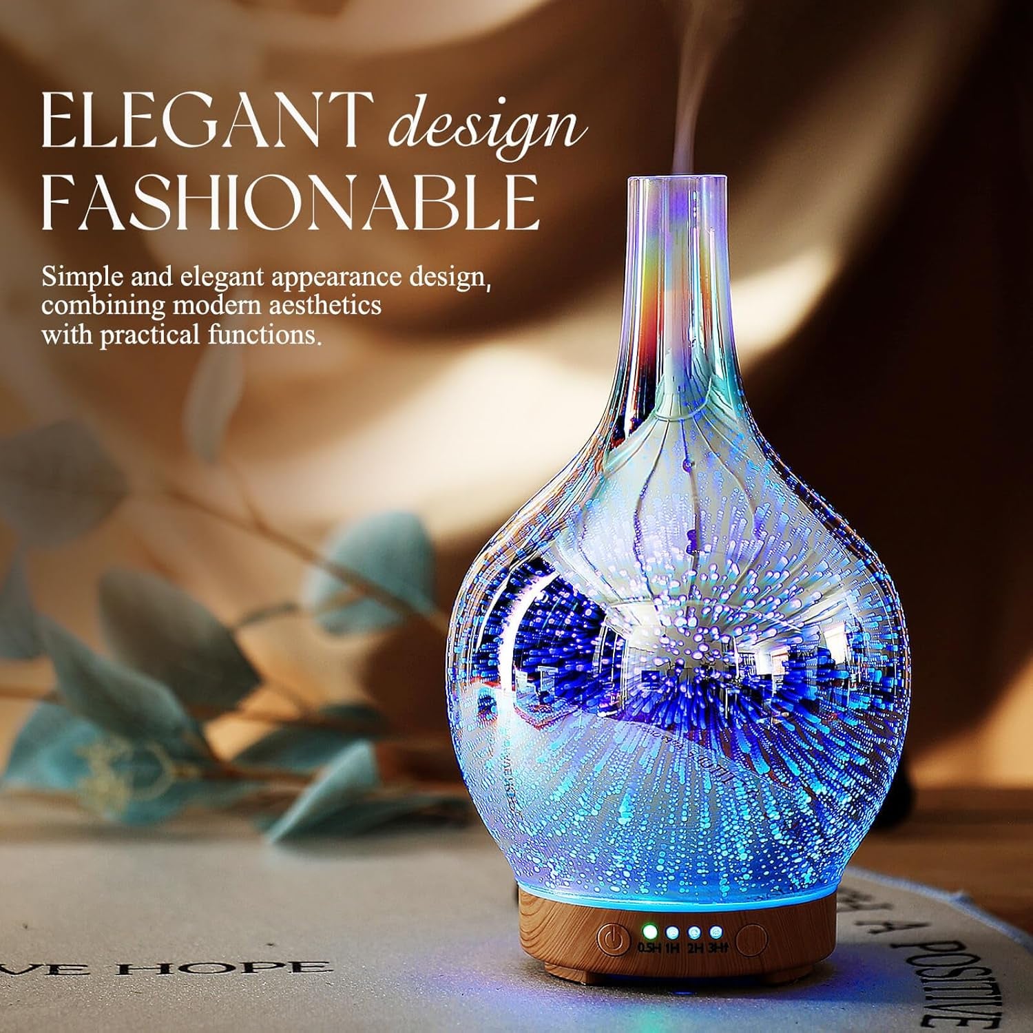 3D Essential Oil Diffuser Cool Mist Humidifier Ultrasonic Aromatherapy Diffuser,150Ml Last 6H,Auto Shut-Off,Air Refresh,Decoration for Home,Office,Yoga,Baby,Sleep