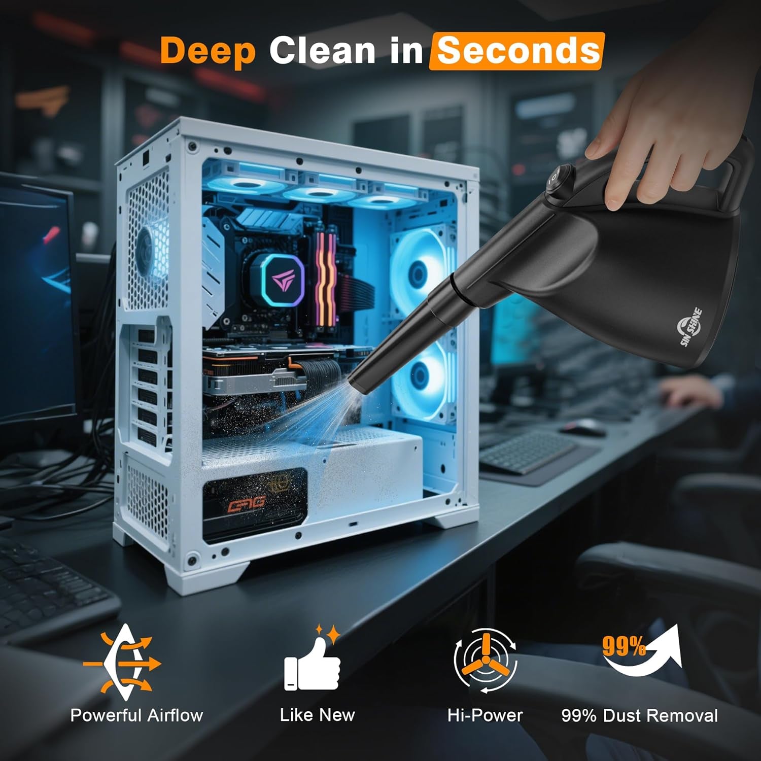 - Compressed Air 3.0- Multi-Use Electric Air Duster for Cleaning Dust, Hairs, Crumbs, Scraps for Laptop, Computer, Replaces Compressed Air Cans & Canned Air (Ad01-Black)