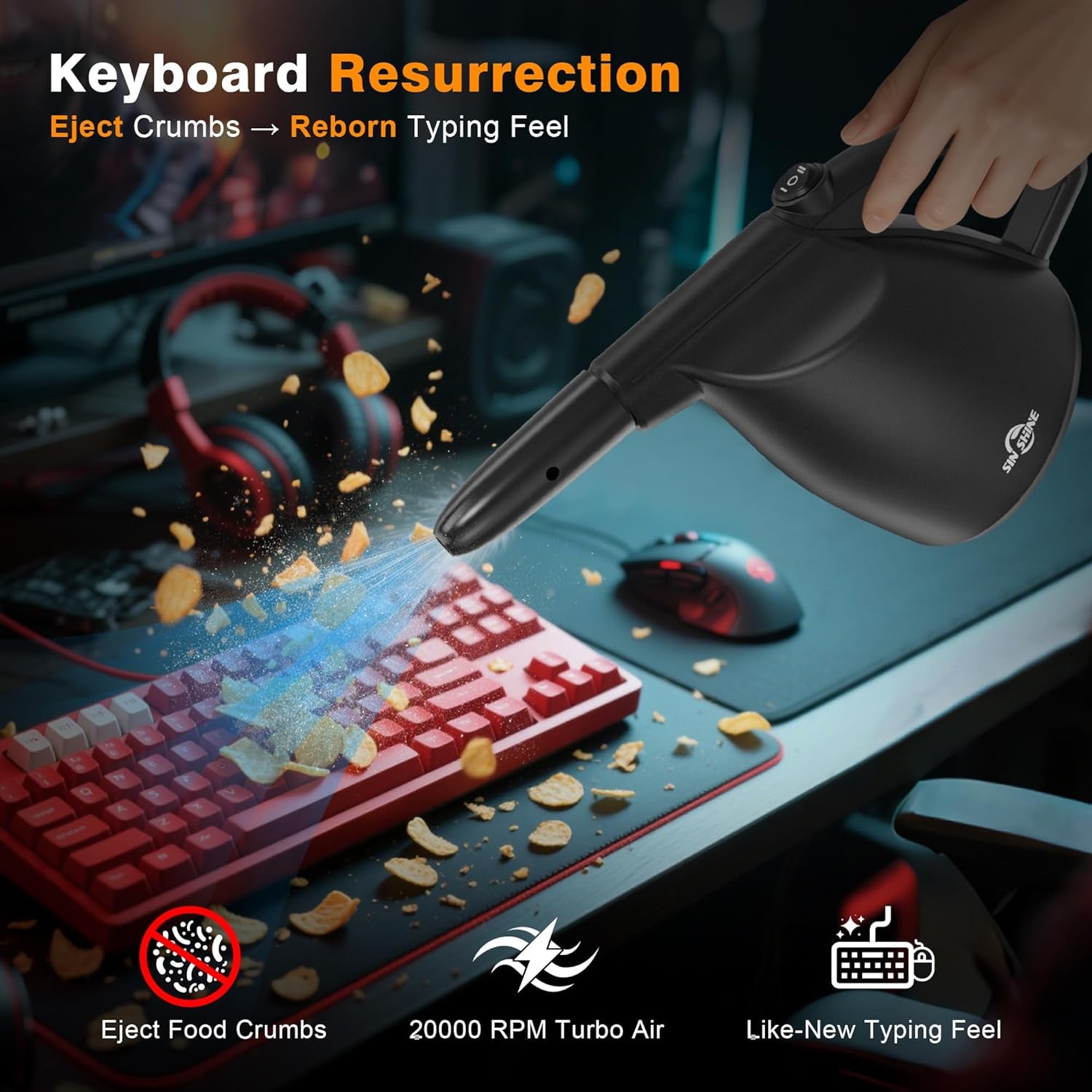 - Compressed Air 3.0- Multi-Use Electric Air Duster for Cleaning Dust, Hairs, Crumbs, Scraps for Laptop, Computer, Replaces Compressed Air Cans & Canned Air (Ad01-Black)