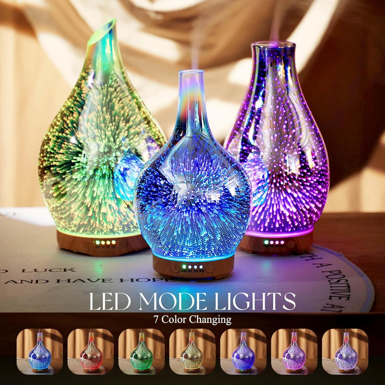 3D Essential Oil Diffuser Cool Mist Humidifier Ultrasonic Aromatherapy Diffuser,150Ml Last 6H,Auto Shut-Off,Air Refresh,Decoration for Home,Office,Yoga,Baby,Sleep